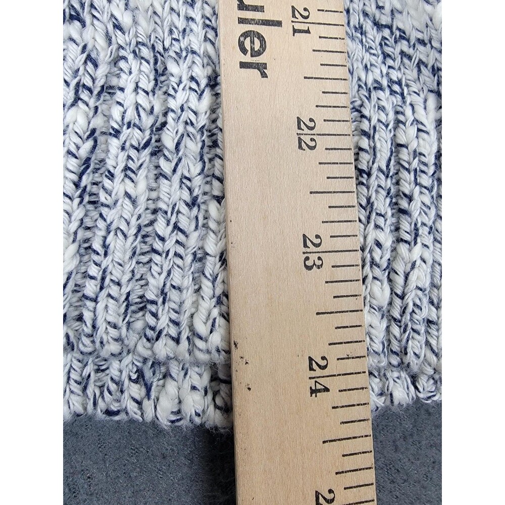 L.L.Bean Sweater Mens XL Gray White Marled Knit Cotton Full Zip Cardigan Pockets - Picture 10 of 11